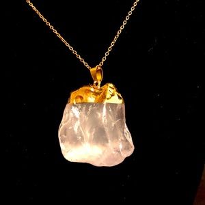 Crystal Amethyst Necklace, Gold Plated.